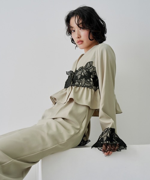 NOGLE(ノグル)の「【NOGLE/ノグル】レースフラワージャケットセットパンツドレス(パンツドレス・レディース・グレイッシュベージュ/ブラック/グレー・S/M)」の19枚目の写真