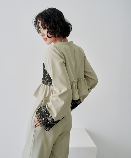 NOGLE(ノグル)の「【NOGLE/ノグル】レースフラワージャケットセットパンツドレス(パンツドレス・レディース・グレイッシュベージュ/ブラック/グレー・S/M)」の12枚目の写真