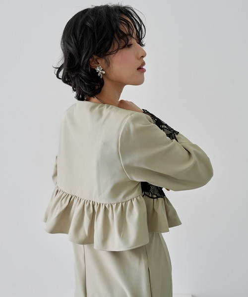 NOGLE(ノグル)の「【NOGLE/ノグル】レースフラワージャケットセットパンツドレス(パンツドレス・レディース・グレイッシュベージュ/ブラック/グレー・S/M)」の7枚目の写真