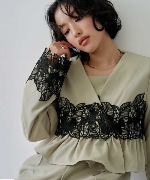 NOGLE(ノグル)の「【NOGLE/ノグル】レースフラワージャケットセットパンツドレス(パンツドレス・レディース・グレイッシュベージュ/ブラック/グレー・S/M)」の8枚目の写真