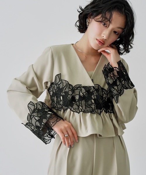 NOGLE(ノグル)の「【NOGLE/ノグル】レースフラワージャケットセットパンツドレス(パンツドレス・レディース・グレイッシュベージュ/ブラック/グレー・S/M)」の10枚目の写真