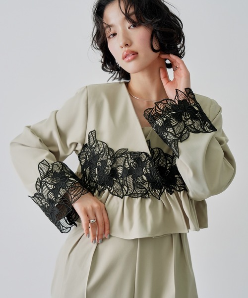 NOGLE(ノグル)の「【NOGLE/ノグル】レースフラワージャケットセットパンツドレス(パンツドレス・レディース・グレイッシュベージュ/ブラック/グレー・S/M)」の13枚目の写真