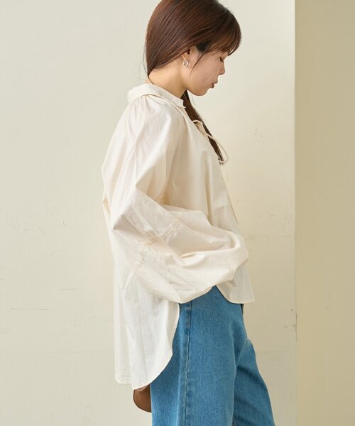 CIAOPANIC TYPY（チャオパニックティピー）の「【アップデート／腰回りカバー】レースアップボリュームスリーブブラウス（シャツ/ブラウス・レディース・サックスブルー/ブラック/オフホワイト/イエロー/ベージュ・ONE SIZE）」の9枚目の写真