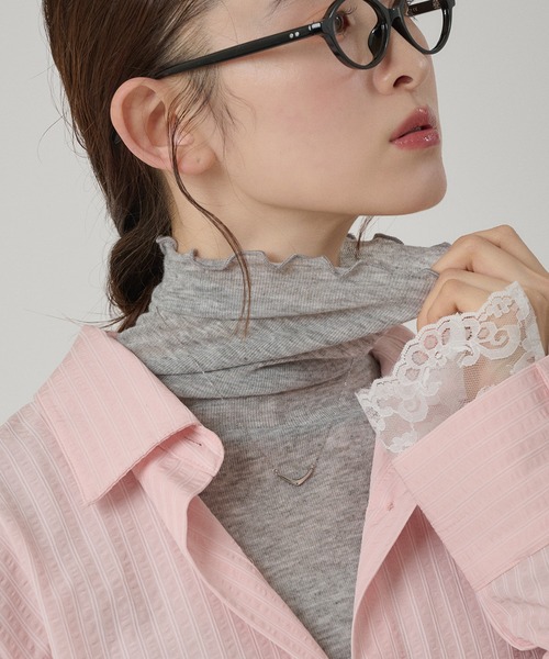 MUHET（ミュエータ）の「sheer turtleneck inner / シアータートルインナー（その他トップス・レディース・ピンク/ライトブルー/オフホワイト/杢グレー・FREE）」の3枚目の写真