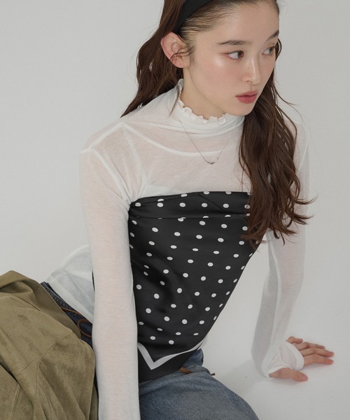 MUHET（ミュエータ）の「sheer turtleneck inner / シアータートルインナー（その他トップス・レディース・ピンク/ライトブルー/オフホワイト/杢グレー・FREE）」の2枚目の写真