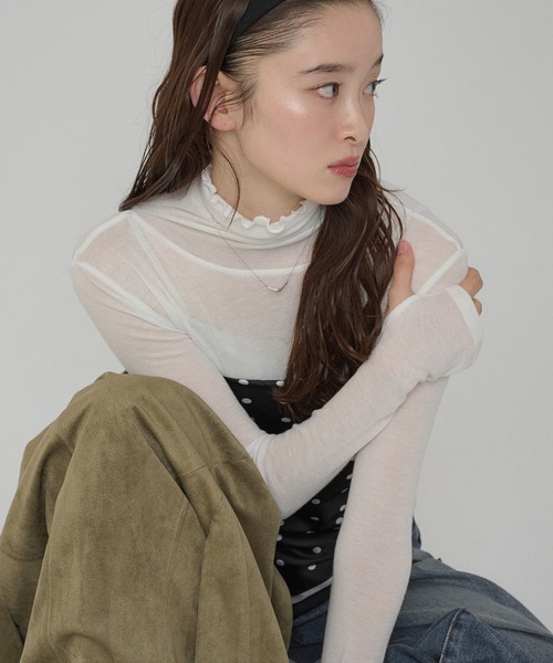 MUHET（ミュエータ）の「sheer turtleneck inner / シアータートルインナー（その他トップス・レディース・ピンク/ライトブルー/オフホワイト/杢グレー・FREE）」の17枚目の写真