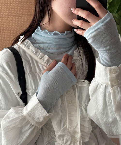 MUHET（ミュエータ）の「sheer turtleneck inner / シアータートルインナー（その他トップス・レディース・ピンク/ライトブルー/オフホワイト/杢グレー・FREE）」の6枚目の写真