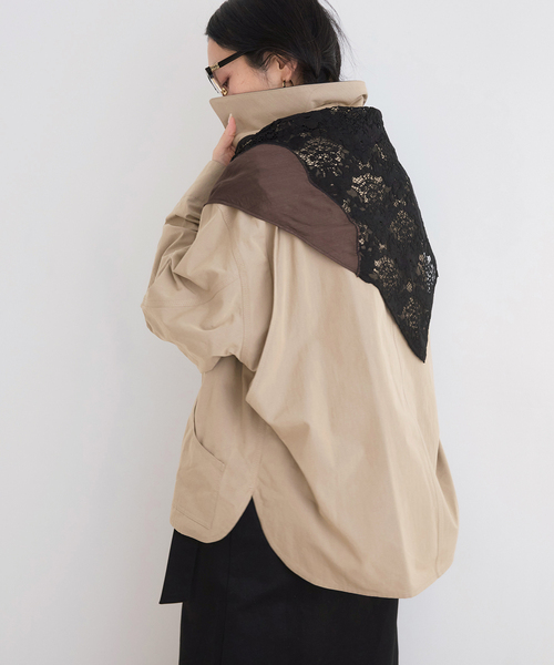 IENA LA BOUCLE（イエナラブークル）の「IENA LA BOUCLE R/Lサテンレースコンビバブーシュカ（バンダナ/スカーフ・レディース・ブラウン・FREE）」の5枚目の写真