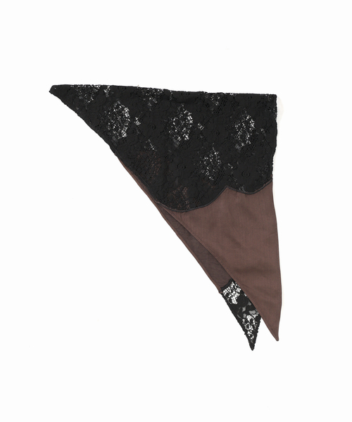 IENA LA BOUCLE（イエナラブークル）の「IENA LA BOUCLE R/Lサテンレースコンビバブーシュカ（バンダナ/スカーフ・レディース・ブラウン・FREE）」の10枚目の写真