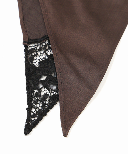 IENA LA BOUCLE（イエナラブークル）の「IENA LA BOUCLE R/Lサテンレースコンビバブーシュカ（バンダナ/スカーフ・レディース・ブラウン・FREE）」の12枚目の写真