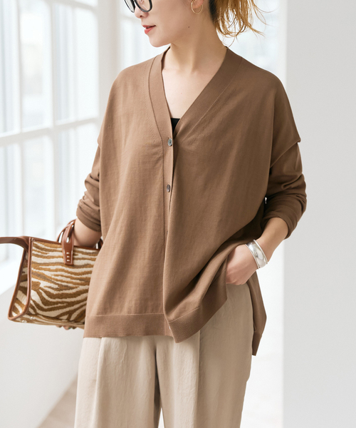 Spick & Span（スピックアンドスパン）の「Emil cotoni Vネックカーディガン（カーディガン/ボレロ・レディース・ピンク系その他/ネイビー/キャメル・FREE）」の4枚目の写真