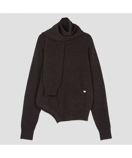 ATELIER NAIN(アトリエナイン)の「MUFFER SET SOFT WOOL KNIT S(T-7145)(ニット/セーター・レディース・グレー/ダークブラウン・FREE)」の2枚目の写真