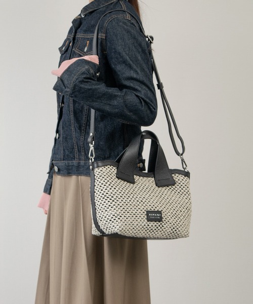 RIPANI(リパーニ)の「【RIPANI】サマーツイードレザーコンビバッグ(Q66437)(ハンドバッグ・レディース・ブラック系その他・ALL)」の6枚目の写真