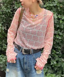 HELLO.SANFRANCISCO（ハローサンフランシスコ）の「【HELLO.SANFRANCISCO/ハローサンフランシスコ】メッセージシアープリントTEE（Tシャツ/カットソー）」