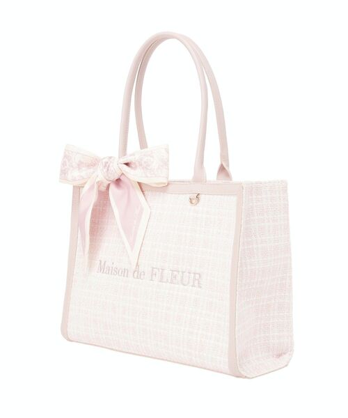 スカーフ付きツイードスクエアトートバッグ（トートバッグ）｜Maison