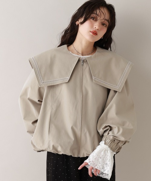 RAGEBLUE（レイジブルー）の「セーラーカラーブルゾン（ブルゾン・レディース・ベージュ/グレー・FREE）」の2枚目の写真