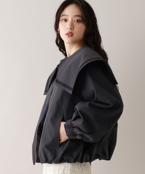 RAGEBLUE（レイジブルー）の「セーラーカラーブルゾン（ブルゾン・レディース・ベージュ/グレー・FREE）」の3枚目の写真