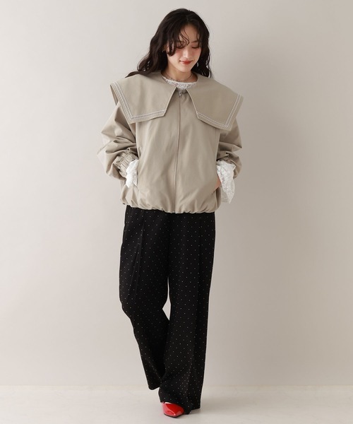 RAGEBLUE（レイジブルー）の「セーラーカラーブルゾン（ブルゾン・レディース・ベージュ/グレー・FREE）」の5枚目の写真