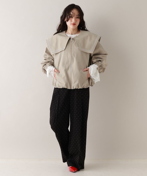 RAGEBLUE（レイジブルー）の「セーラーカラーブルゾン（ブルゾン・レディース・ベージュ/グレー・FREE）」の6枚目の写真