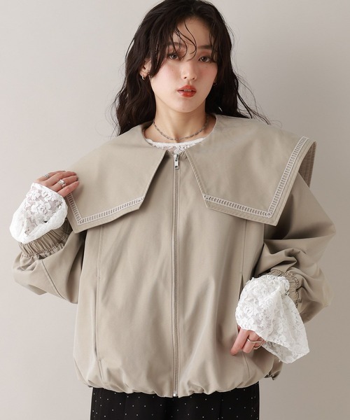 RAGEBLUE（レイジブルー）の「セーラーカラーブルゾン（ブルゾン・レディース・ベージュ/グレー・FREE）」の8枚目の写真