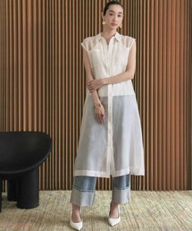 シアーノースリーブロングシャツワンピース《着用動画あり》
