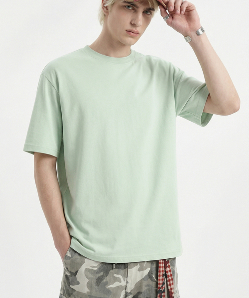 BUTTON SEOUL(ボタンソウル)の「ベーシックオーバーサイズクールテックコットンTシャツ(3カラー)(Tシャツ/カットソー・メンズ・ホワイト/ミント/ブラック・MEDIUM/LARGE/X-LARGE)」の5枚目の写真