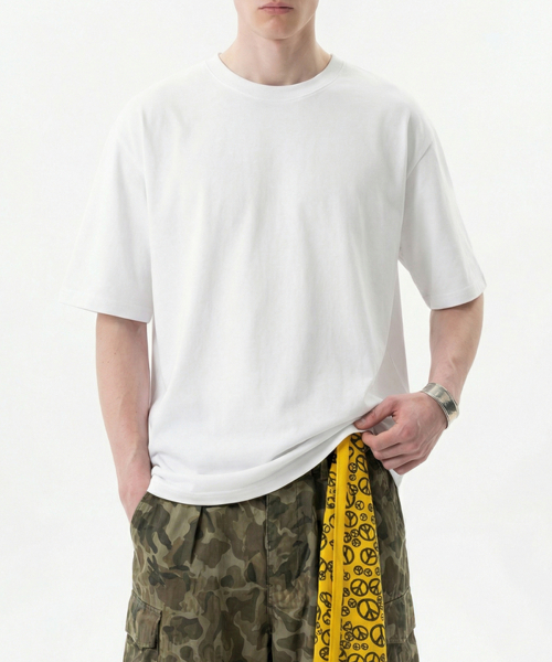 BUTTON SEOUL(ボタンソウル)の「ベーシックオーバーサイズクールテックコットンTシャツ(3カラー)(Tシャツ/カットソー・メンズ・ホワイト/ミント/ブラック・MEDIUM/LARGE/X-LARGE)」の6枚目の写真