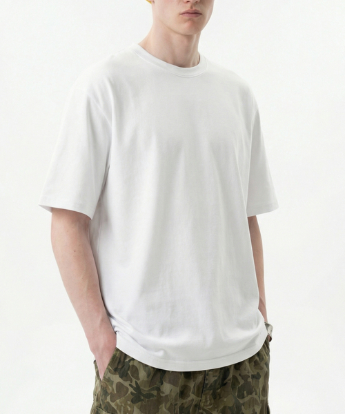 BUTTON SEOUL(ボタンソウル)の「ベーシックオーバーサイズクールテックコットンTシャツ(3カラー)(Tシャツ/カットソー・メンズ・ホワイト/ミント/ブラック・MEDIUM/LARGE/X-LARGE)」の7枚目の写真