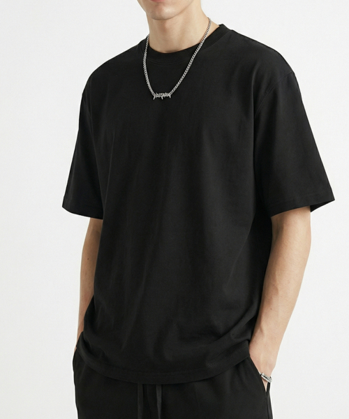 BUTTON SEOUL(ボタンソウル)の「ベーシックオーバーサイズクールテックコットンTシャツ(3カラー)(Tシャツ/カットソー・メンズ・ホワイト/ミント/ブラック・MEDIUM/LARGE/X-LARGE)」の8枚目の写真