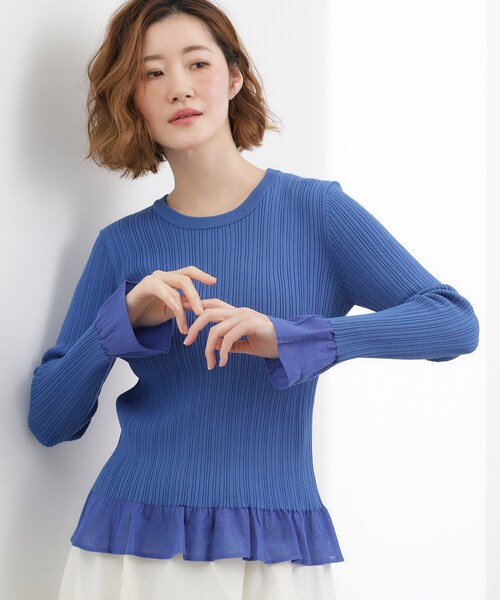 grove(グローブ)の「シアーフリルリブニットプルオーバー(ニット/セーター・レディース・ブラック/オフホワイト/ブルー系その他・05/04/03/02/01)」の3枚目の写真