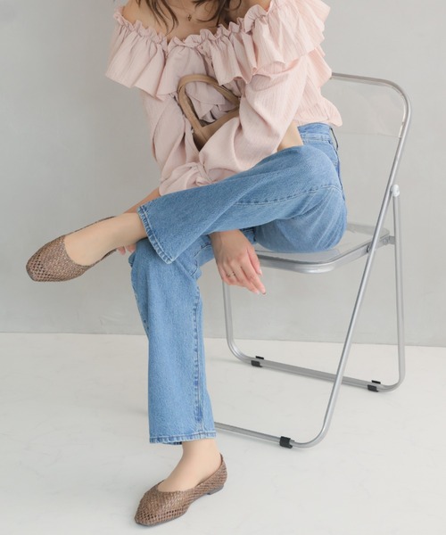 VIVIAN(ヴィヴィアン)の「サッ!と履けるシアーラフィアメッシュフラットシューズ(パンプス・レディース・ダークブラウン/ブラック/アイボリー・S/M/L/LL)」の18枚目の写真