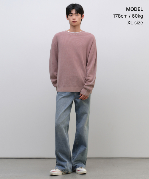 MUSINSA STANDARD（ムシンサスタンダード）の「ピグメントクルーネックニット[スモークピンク]（ニット/セーター・メンズ・その他・SMALL/MEDIUM/LARGE/X-LARGE/2XL）」の2枚目の写真