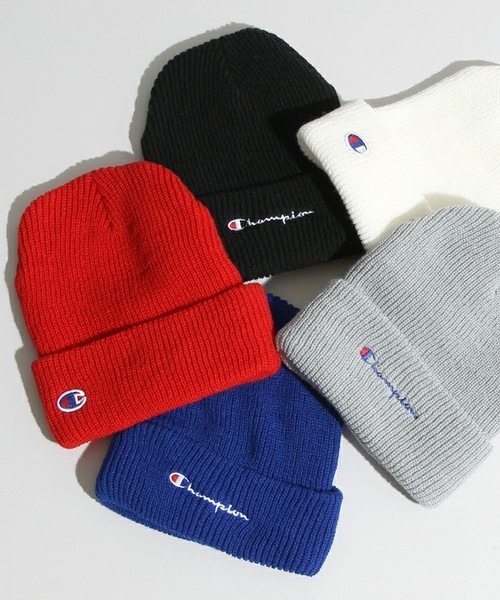 Champion(チャンピオン)の「∴WEGO/Championニットキャップ(ニットキャップ/ビーニー・メンズ・ブラック/サックスブルー/グレー/ブルー/ホワイト/ピンク/レッド・FREE)」の2枚目の写真