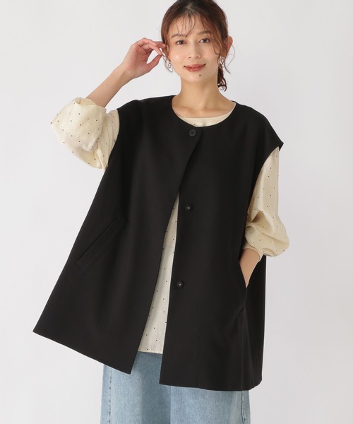 studio CLIP（スタディオクリップ）の「ドロップショルダーベスト（ベスト・レディース・ベージュ/ブラック・FREE）」の13枚目の写真