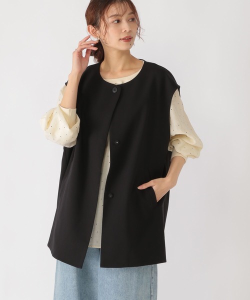 studio CLIP（スタディオクリップ）の「ドロップショルダーベスト（ベスト・レディース・ベージュ/ブラック・FREE）」の15枚目の写真