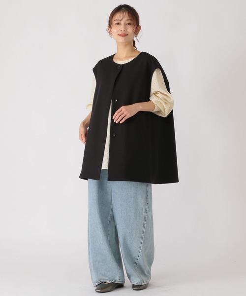 studio CLIP（スタディオクリップ）の「ドロップショルダーベスト（ベスト・レディース・ベージュ/ブラック・FREE）」の17枚目の写真