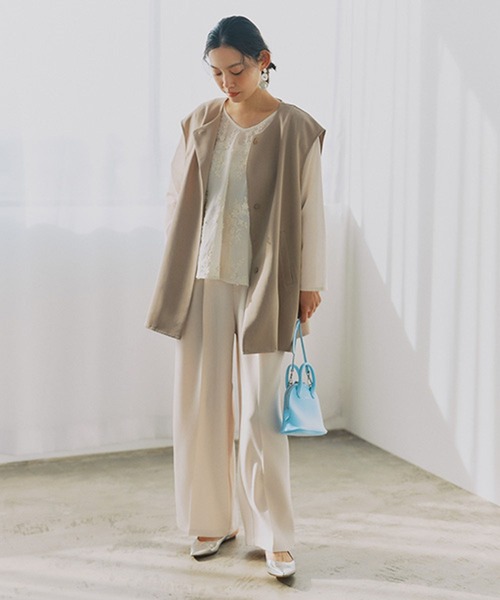 studio CLIP（スタディオクリップ）の「ドロップショルダーベスト（ベスト・レディース・ベージュ/ブラック・FREE）」の18枚目の写真