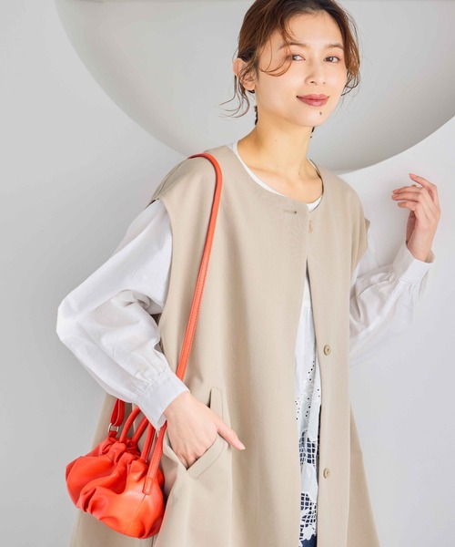 studio CLIP（スタディオクリップ）の「ドロップショルダーベスト（ベスト・レディース・ベージュ/ブラック・FREE）」の19枚目の写真