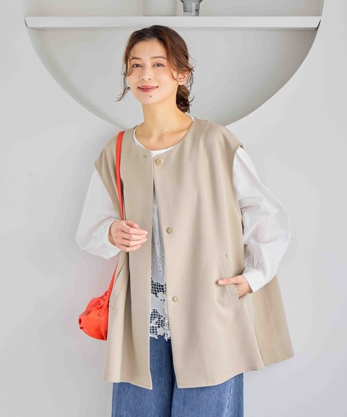 studio CLIP（スタディオクリップ）の「ドロップショルダーベスト（ベスト・レディース・ベージュ/ブラック・FREE）」の21枚目の写真