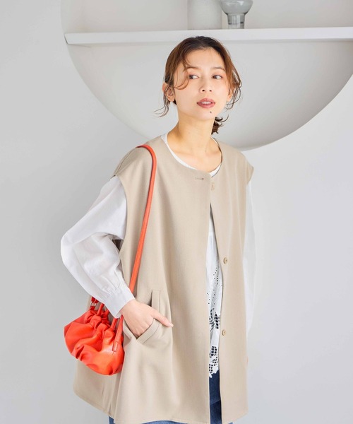 studio CLIP（スタディオクリップ）の「ドロップショルダーベスト（ベスト・レディース・ベージュ/ブラック・FREE）」の22枚目の写真