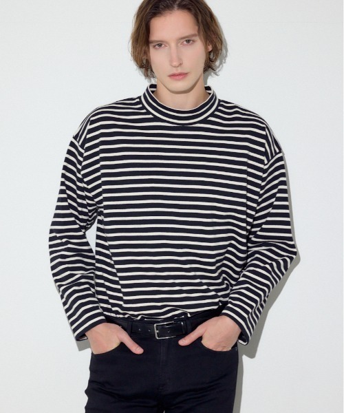 AZUL by moussy(アズールバイマウジー)の「ボーダー長袖トップス(Tシャツ/カットソー・メンズ・ブラック系その他/グレー系その他/ホワイト系その他・MEDIUM/LARGE)」の3枚目の写真