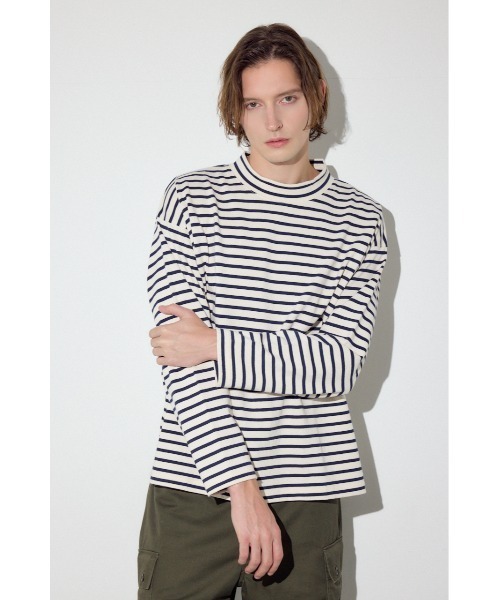 AZUL by moussy(アズールバイマウジー)の「ボーダー長袖トップス(Tシャツ/カットソー・メンズ・ブラック系その他/グレー系その他/ホワイト系その他・MEDIUM/LARGE)」の5枚目の写真