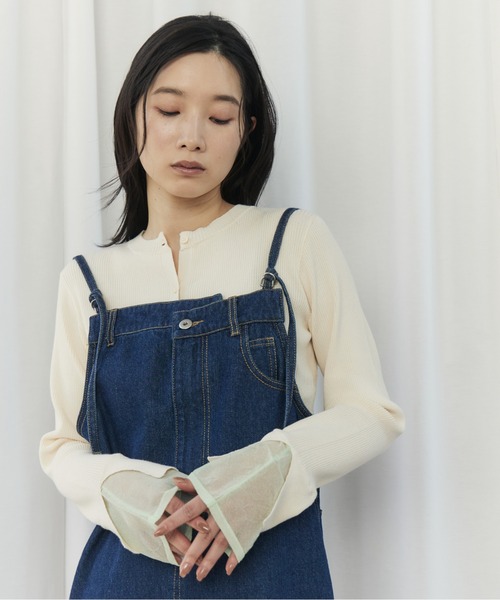 CIEL'AIR(シエルエアー)の「FRINGED DENIM JUMPER SKIRT(スソフリンジジャンスカ)(ワンピース・レディース・ブラック/インディゴブルー・FREE)」の11枚目の写真
