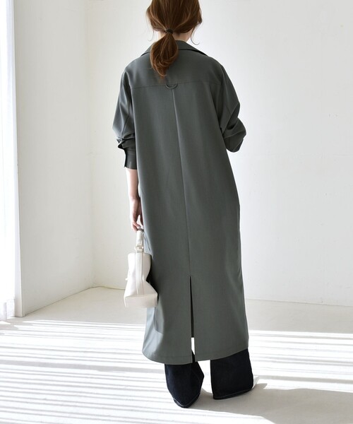 quaranciel:〈洗濯機可能〉Vネック スキッパー ロング シャツ