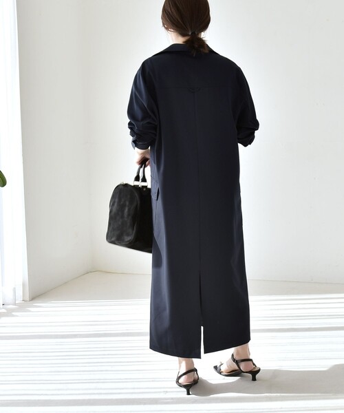 quaranciel:〈洗濯機可能〉Vネック スキッパー ロング シャツ