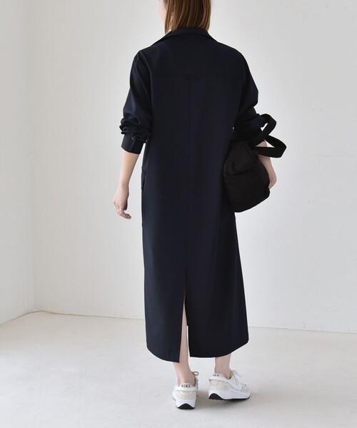quaranciel:〈洗濯機可能〉Vネック スキッパー ロング シャツ
