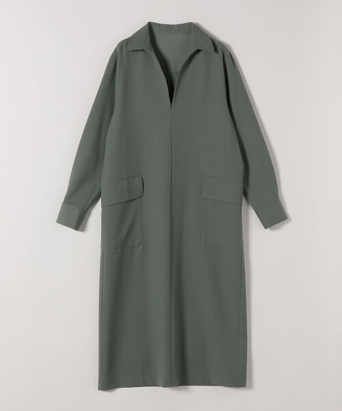 quaranciel(カランシエル)の「quaranciel:〈洗濯機可能〉Vネック スキッパー ロング シャツ ワンピース(ワンピース・レディース・ネイビー/オリーブ・ONE SIZE)」の13枚目の写真