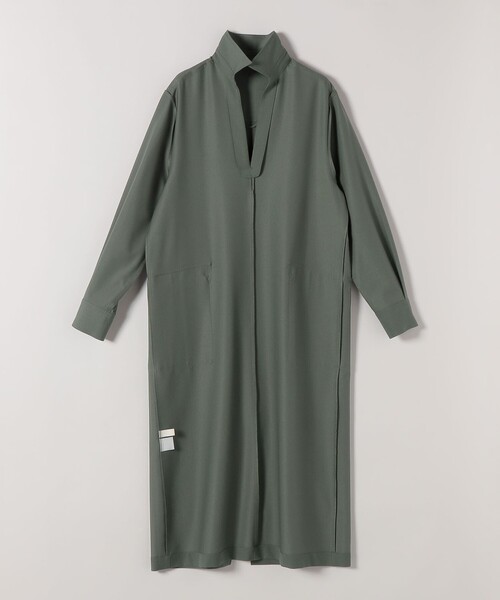 quaranciel(カランシエル)の「quaranciel:〈洗濯機可能〉Vネック スキッパー ロング シャツ ワンピース(ワンピース・レディース・ネイビー/オリーブ・ONE SIZE)」の7枚目の写真