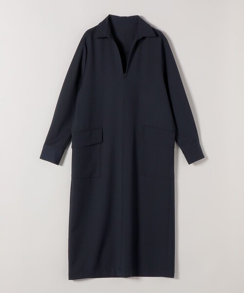 quaranciel(カランシエル)の「quaranciel:〈洗濯機可能〉Vネック スキッパー ロング シャツ ワンピース(ワンピース・レディース・ネイビー/オリーブ・ONE SIZE)」の5枚目の写真