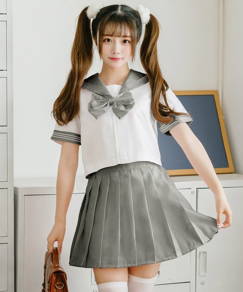 セール】【制服コスプレ3点セット】ポップカラーセーラー服 半袖